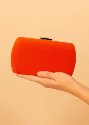 Bolso clutch de fiesta antelina coral