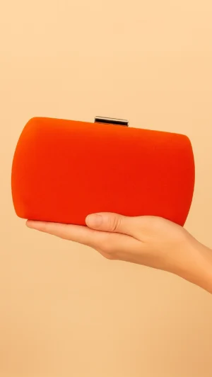 Bolso clutch de fiesta antelina coral