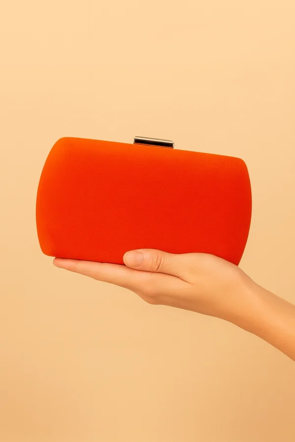 Bolso clutch de fiesta antelina coral