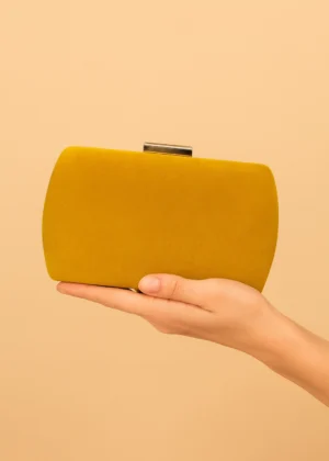 Bolso clutch de fiesta antelina mostaza