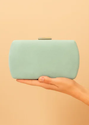 Bolso clutch de fiesta antelina verde agua