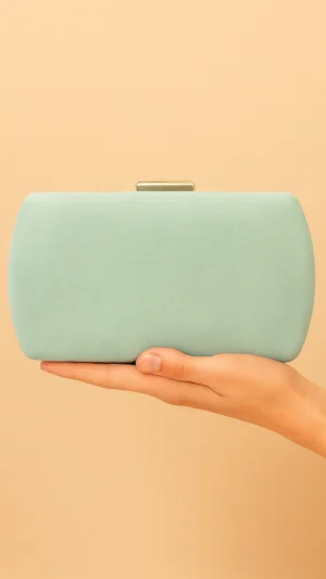 Bolso clutch de fiesta antelina verde agua