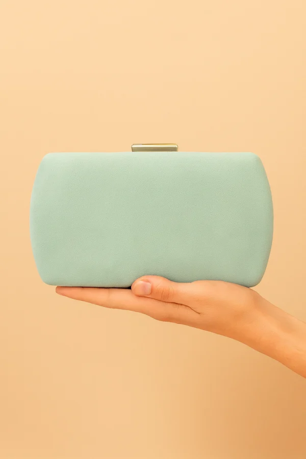 Bolso clutch de fiesta antelina verde agua