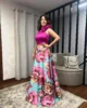 Vestido de fiesta largo con falda estampada