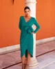 Vestido de fiesta midi con flor de tafetán