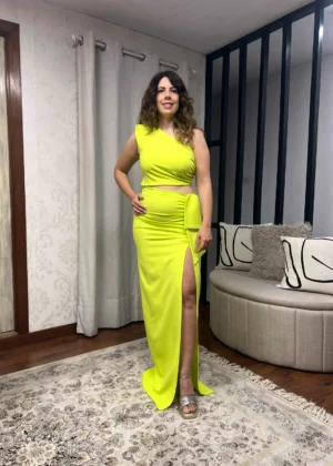 Vestido de fiesta largo de dos piezas lima