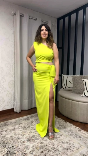 Vestido de fiesta largo de dos piezas lima