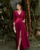 Vestido de fiesta largo granate