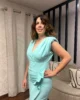 Vestido midi drapeado sin mangas verde agua