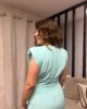 Vestido midi drapeado sin mangas verde agua
