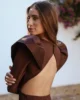 Vestido midi con espalda abierta marrón