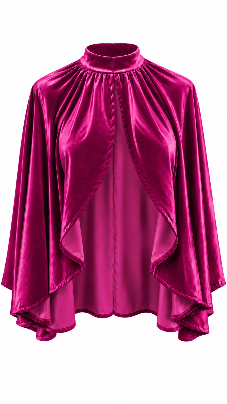 26280N-FUCSIA (1) copia Capa de terciopelo fucsia con cuello alto
