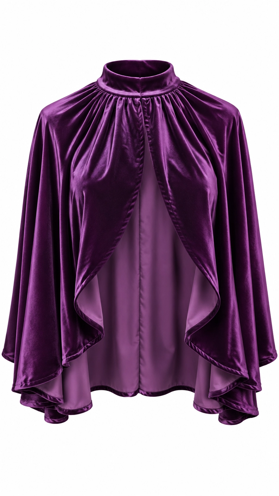 26280N-MORADO (1) copia Capa de terciopelo morada con cuello alto