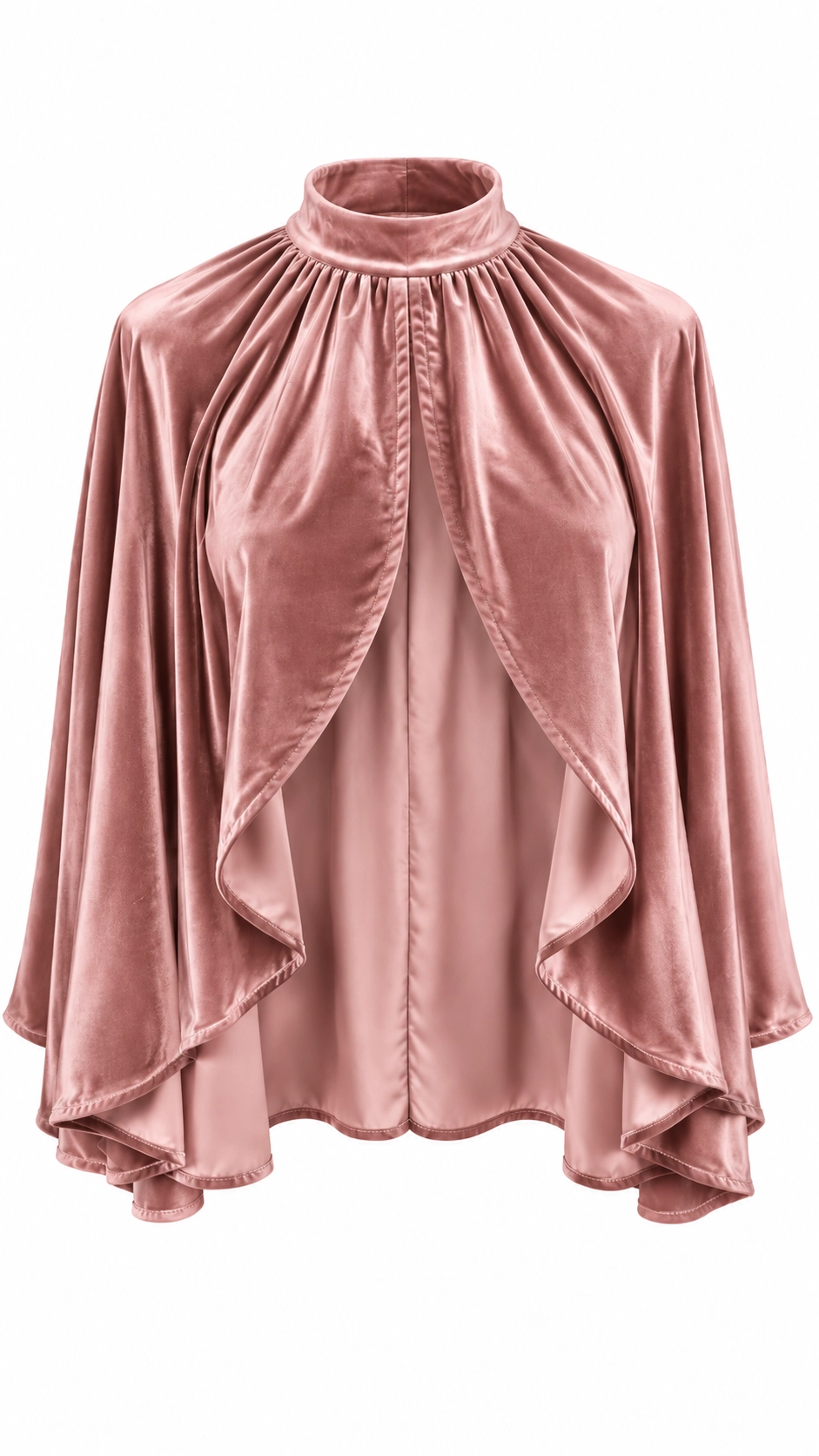 26280N-rosa (1) copia Capa de terciopelo rosa palo con cuello alto