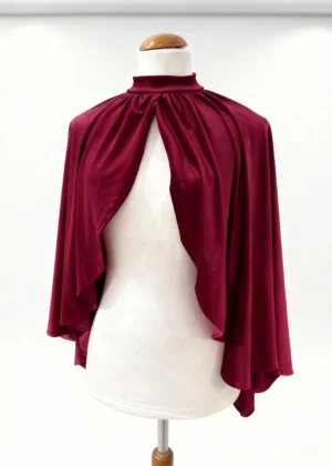 Capa de terciopelo corta granate