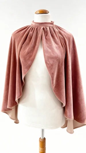 Capa de terciopelo corta rosa