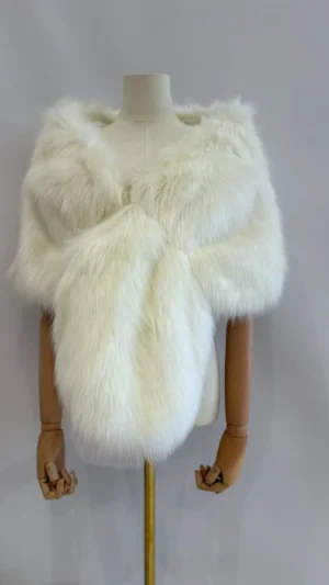 Ylma modas vestidos de fiesta, novia y comunión Estola de pelo grande blanca