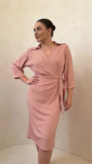 Vestido camisero rosa palo