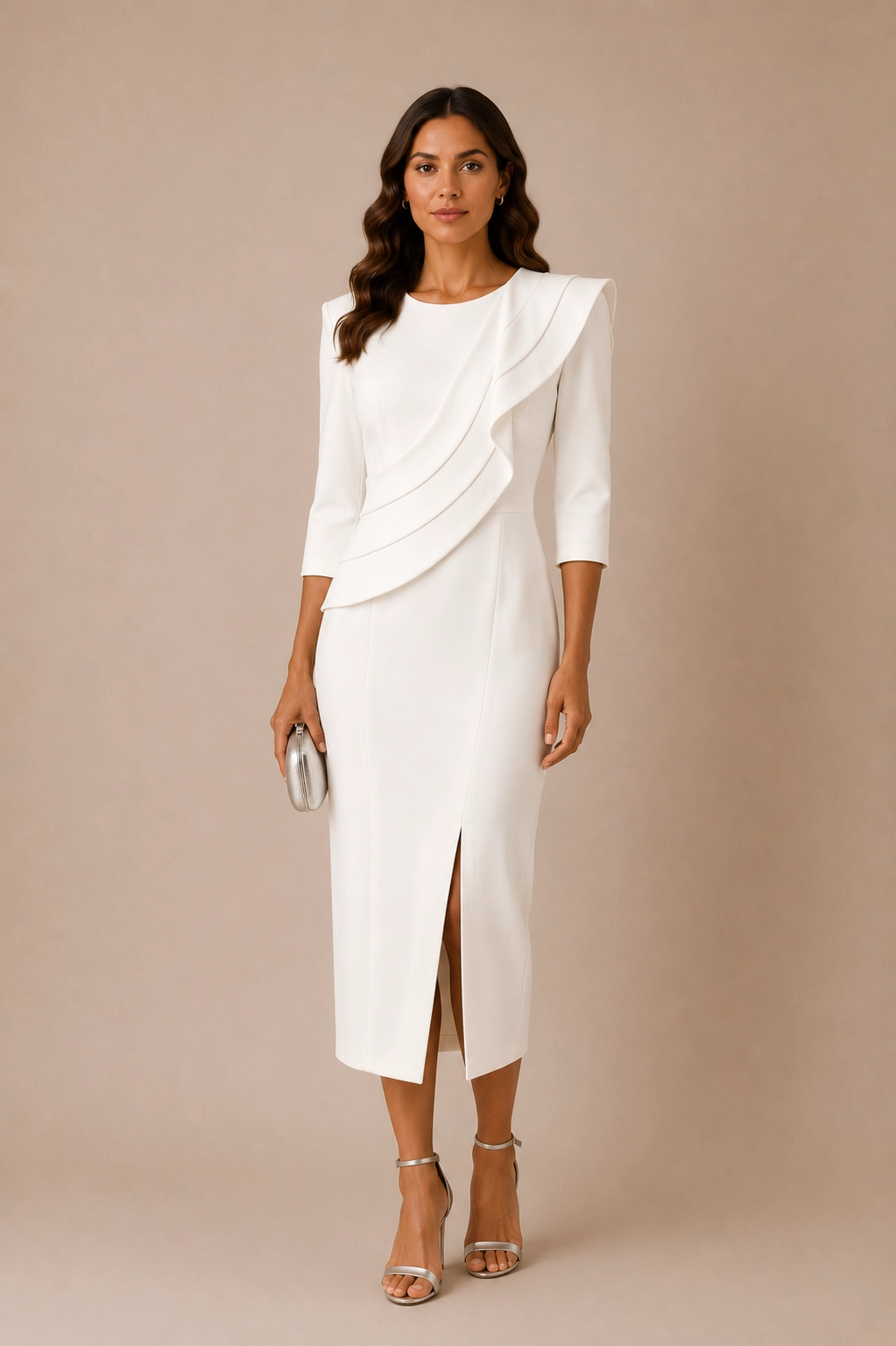 MACARENA-blanco (1) copia Vestido midi blanco con volante en el cuerpo