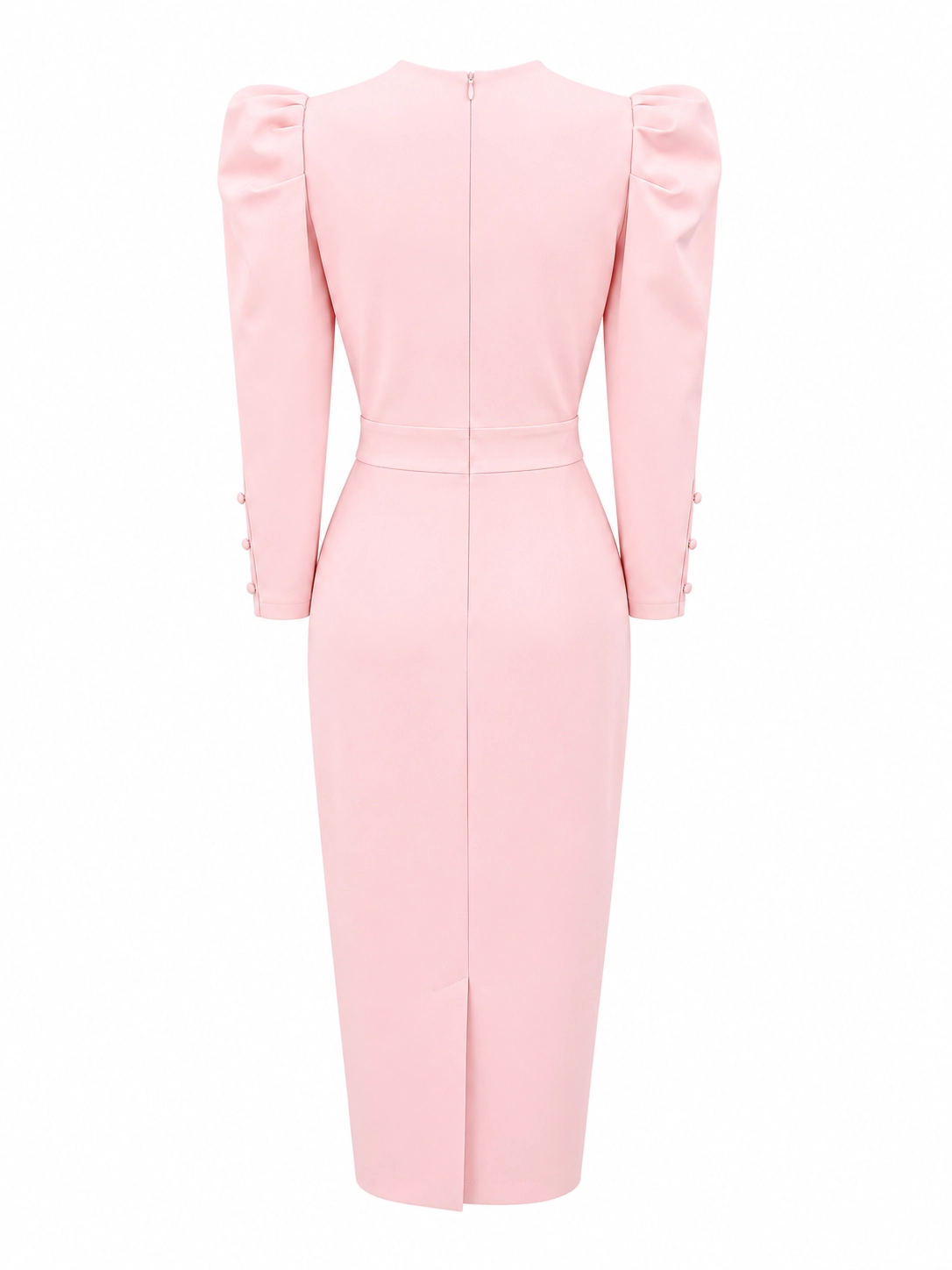 ROCIO-rosa (3) copia Vestido midi rosa palo con escote cruzado y drapeado lateral