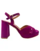 Sandalias con tacón ancho y plataforma ante violeta Sandalias con tacón ancho y plataforma ante violeta