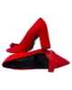 Zapato de tacón ancho rojo con lazo