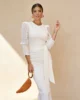 Vestido midi con mangas de gasa blanco Vestido midi con mangas de gasa blanco