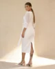 Vestido midi con mangas de gasa blanco Vestido midi con mangas de gasa blanco