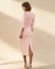 Vestido midi con mangas de gasa rosa Vestido midi con mangas de gasa rosa