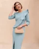 Vestido midi verde pastel con volante en el cuerpo Vestido midi verde pastel con volante en el cuerpo