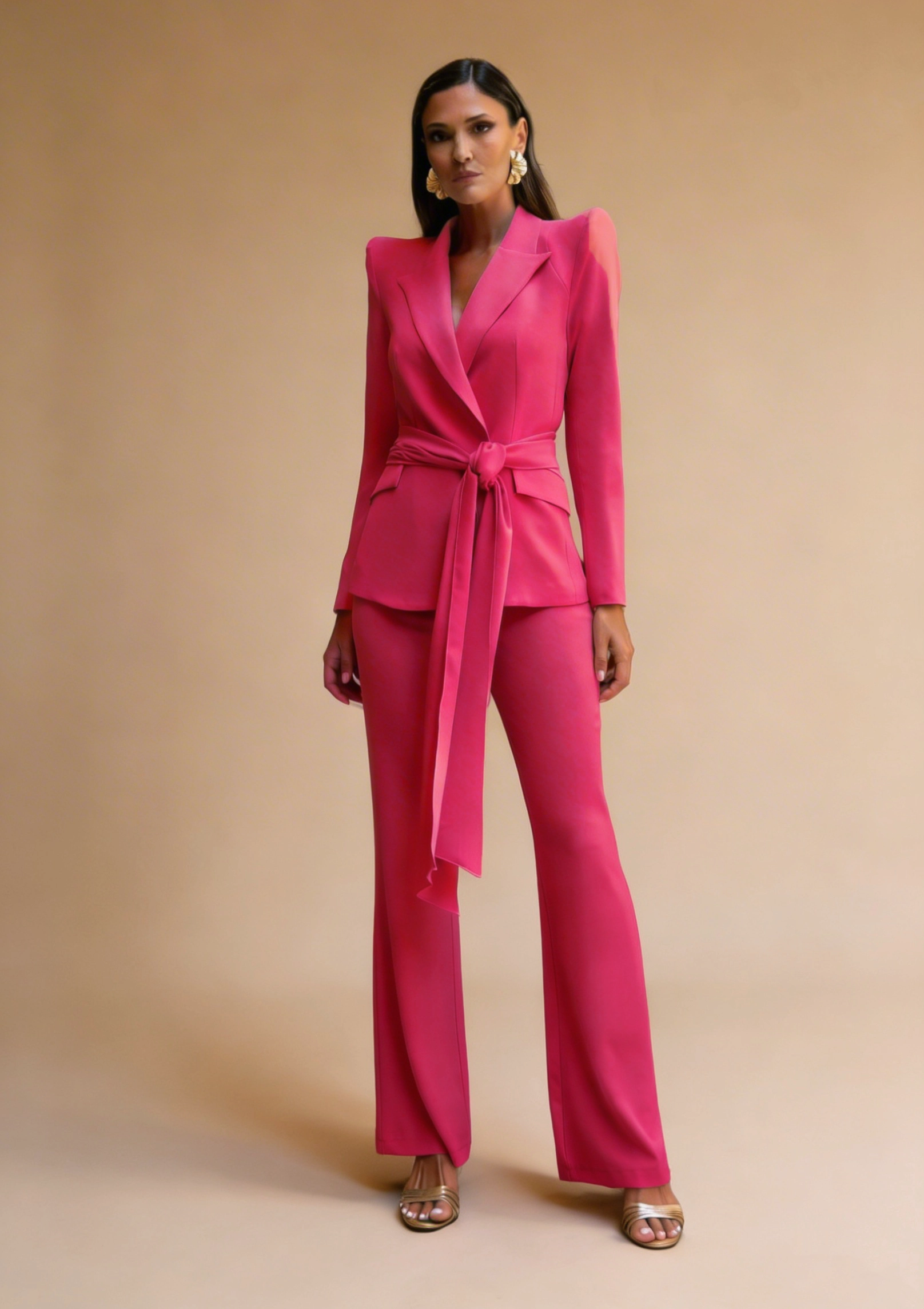 38014 copia Conjunto color fresa con chaqueta cruzada y lazada