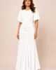 Vestido midi blanco de crepe ligero para novia civil Vestido midi blanco de crepe ligero para novia civil