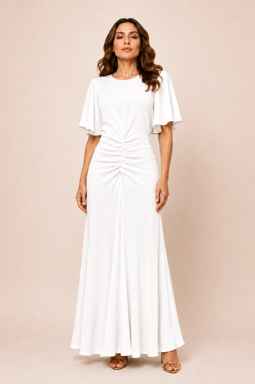 38042-blanco (0) copia Vestido midi blanco de crepe ligero para novia civil