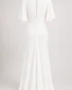Vestido midi blanco de crepe ligero para novia civil Vestido midi blanco de crepe ligero para novia civil