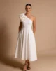 Vestido midi asimétrico con tablas blanco Vestido midi asimétrico con tablas blanco