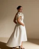 Vestido midi asimétrico con tablas blanco Vestido midi asimétrico con tablas blanco