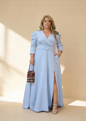 Vestido de fiesta largo azul claro