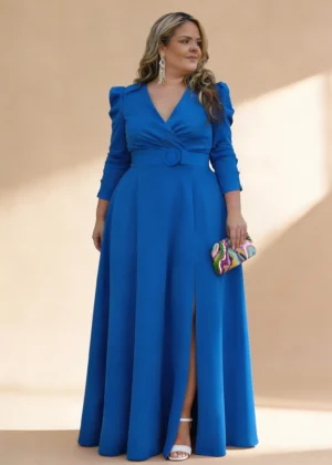 Vestido de fiesta largo azul tinta