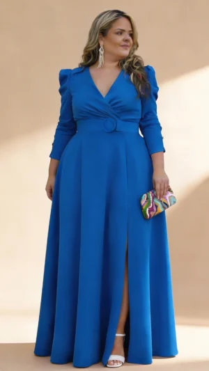 Vestido de fiesta largo azul tinta