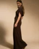 Vestido tobillero drapeado marrón Vestido tobillero drapeado marrón