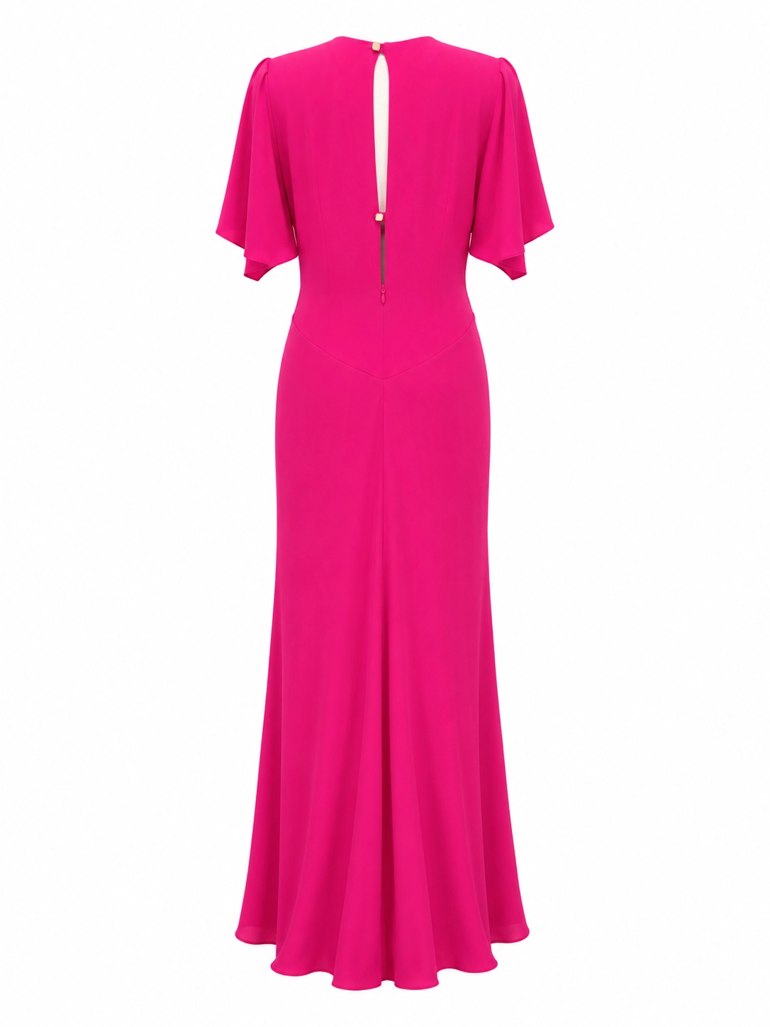 38042-fucsia (2) copia Vestido tobillero fucsia con fruncido central y manga capa