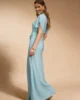 Vestido tobillero drapeado aguamarina Vestido tobillero drapeado aguamarina