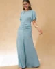 Vestido tobillero drapeado aguamarina Vestido tobillero drapeado aguamarina