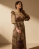 Vestido tobillero de gasa con lurex Vestido tobillero de gasa con lurex
