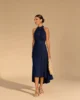 Vestido midi halter de gasa azul marino Vestido midi halter de gasa azul marino