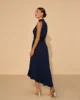 Vestido midi halter de gasa azul marino Vestido midi halter de gasa azul marino