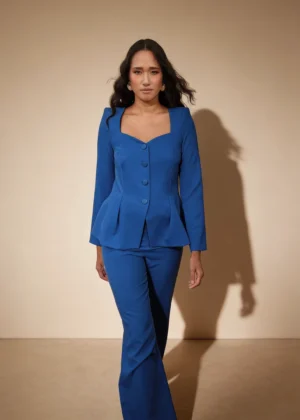 Ylma modas vestidos de fiesta, novia y comunión Conjunto chaqueta escote corazón azul tinta