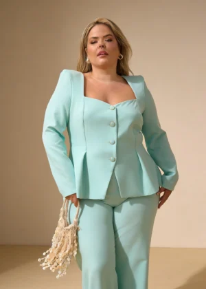 Ylma modas vestidos de fiesta, novia y comunión Conjunto chaqueta escote corazón verde agua
