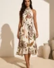 Vestido midi halter de gasa estampado Vestido midi halter de gasa estampado