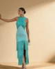 Vestido verde agua con flecos turquesa Vestido verde agua con flecos turquesa